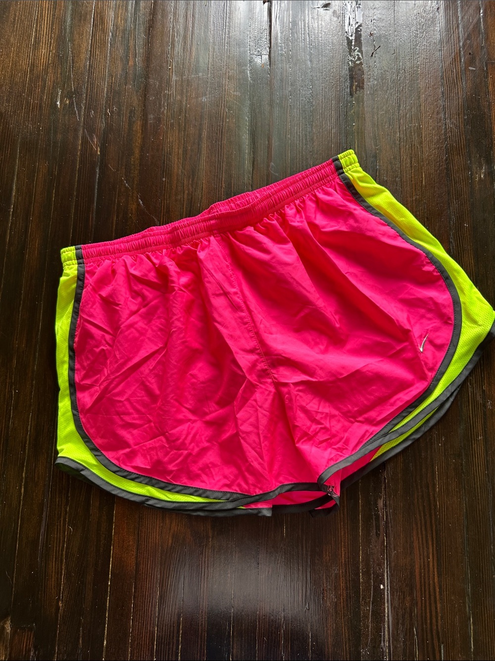 Nike Women's Hot Pink and Neon Yellow Athletic Shorts
